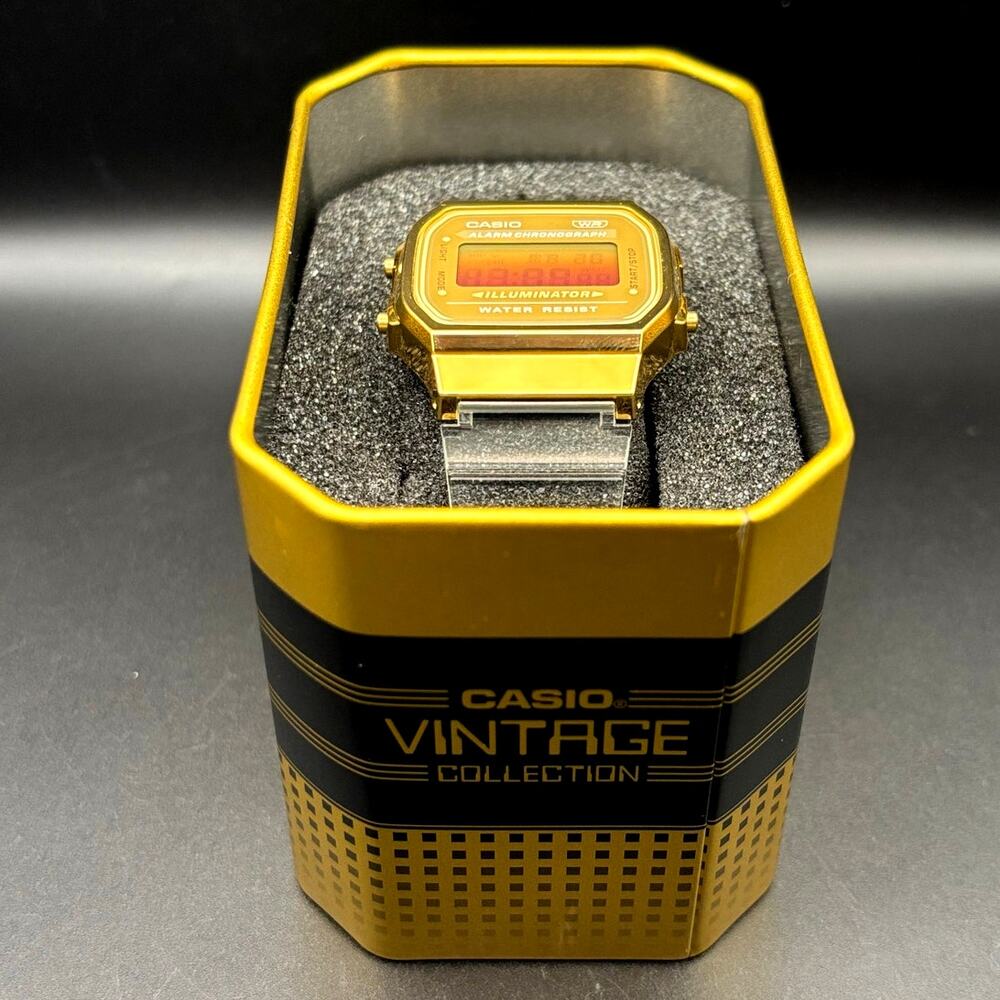 LWS Golden Hour Casio A168XE Vintage Collection Clear Strap Digital 
Mod Watch - Picture 15 of 17
